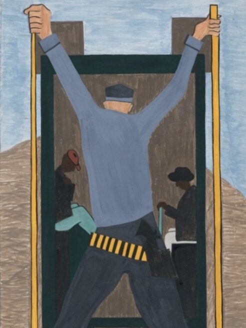 Image from Jacob Lawrence's Migration Series, panel 42.